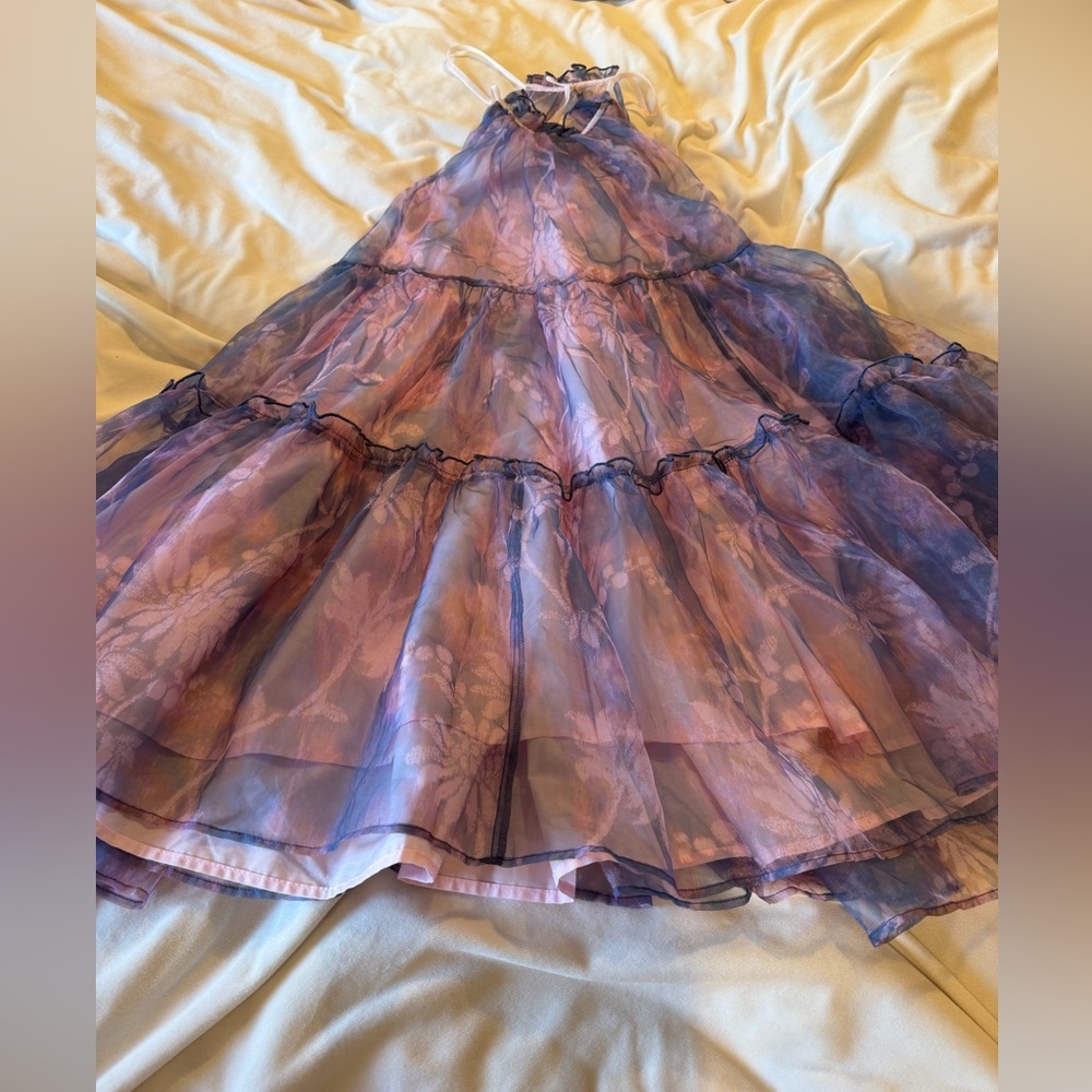 NWT Free People Sweet Serenade Lavender Tiered Halter Mini Dress Small - Picture 5 of 9